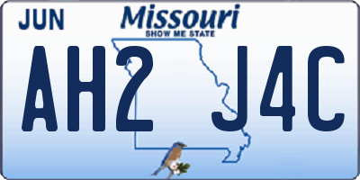 MO license plate AH2J4C