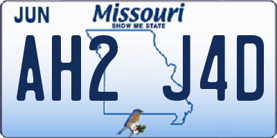MO license plate AH2J4D