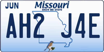 MO license plate AH2J4E