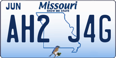 MO license plate AH2J4G