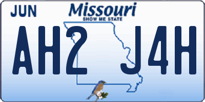 MO license plate AH2J4H