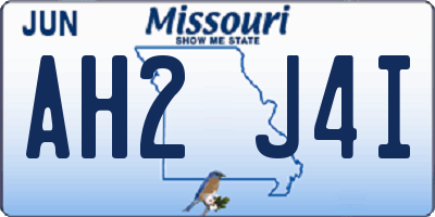 MO license plate AH2J4I