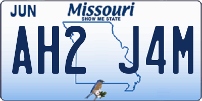 MO license plate AH2J4M