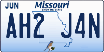 MO license plate AH2J4N