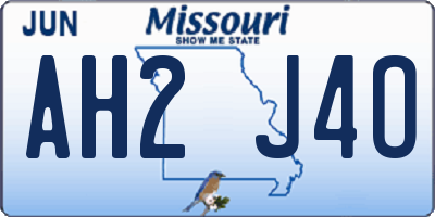 MO license plate AH2J4O