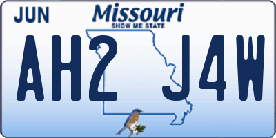 MO license plate AH2J4W