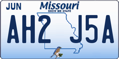 MO license plate AH2J5A