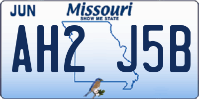 MO license plate AH2J5B