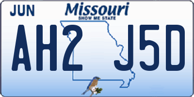 MO license plate AH2J5D