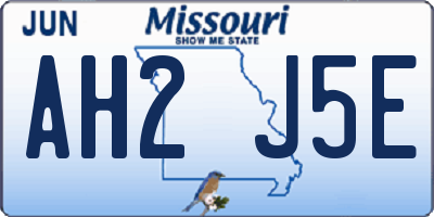 MO license plate AH2J5E