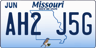 MO license plate AH2J5G