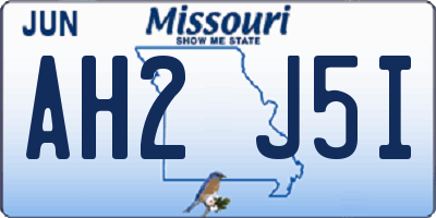 MO license plate AH2J5I