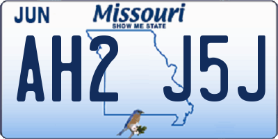 MO license plate AH2J5J