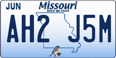 MO license plate AH2J5M