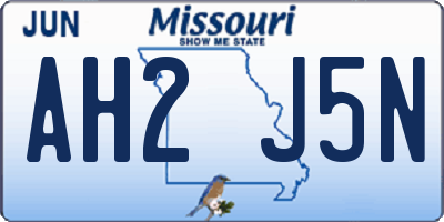 MO license plate AH2J5N