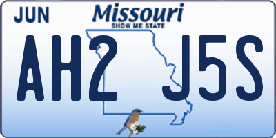 MO license plate AH2J5S