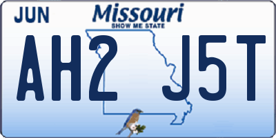 MO license plate AH2J5T