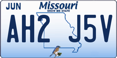 MO license plate AH2J5V