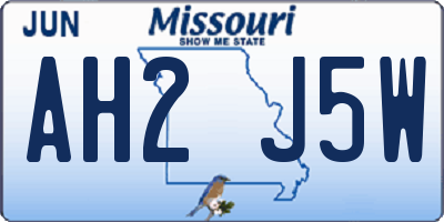 MO license plate AH2J5W