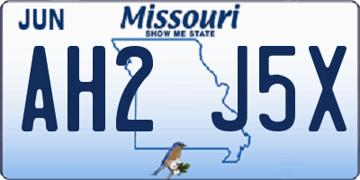 MO license plate AH2J5X