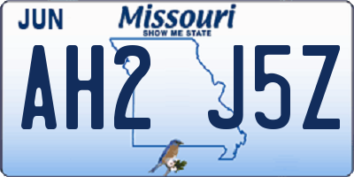 MO license plate AH2J5Z