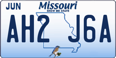 MO license plate AH2J6A