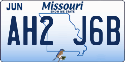 MO license plate AH2J6B