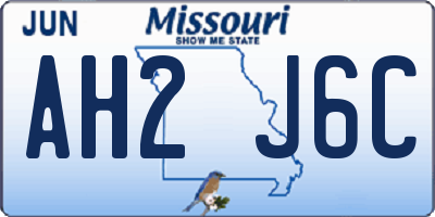 MO license plate AH2J6C