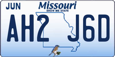 MO license plate AH2J6D