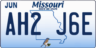 MO license plate AH2J6E