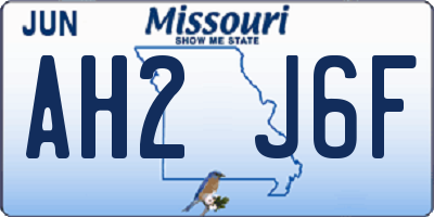 MO license plate AH2J6F