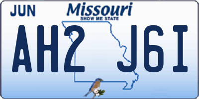 MO license plate AH2J6I
