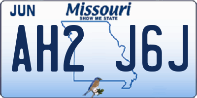 MO license plate AH2J6J