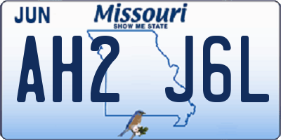 MO license plate AH2J6L