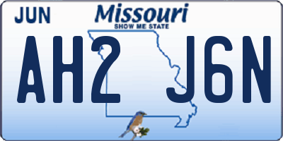 MO license plate AH2J6N