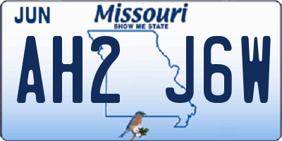 MO license plate AH2J6W