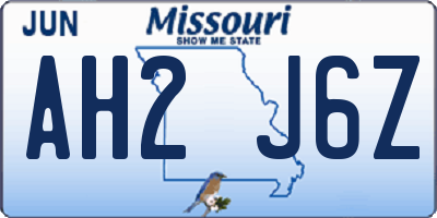 MO license plate AH2J6Z