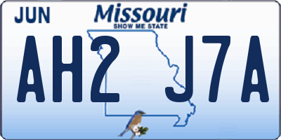 MO license plate AH2J7A