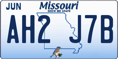 MO license plate AH2J7B