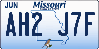 MO license plate AH2J7F