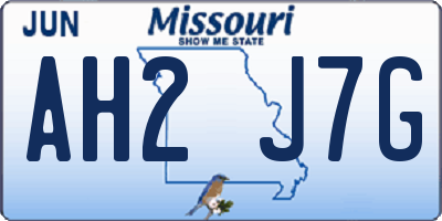 MO license plate AH2J7G