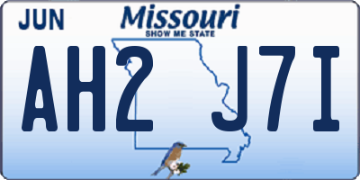 MO license plate AH2J7I