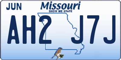 MO license plate AH2J7J