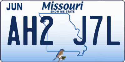 MO license plate AH2J7L