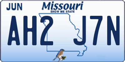 MO license plate AH2J7N