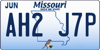 MO license plate AH2J7P