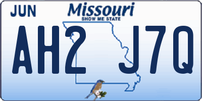 MO license plate AH2J7Q