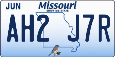 MO license plate AH2J7R