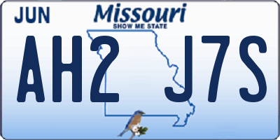 MO license plate AH2J7S