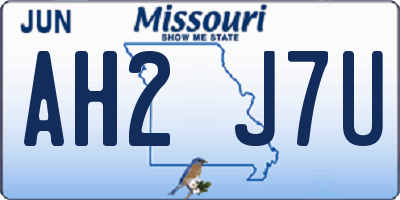 MO license plate AH2J7U